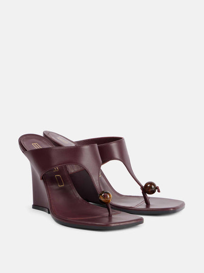 Etro 90 leather wedge sandals at Collagerie