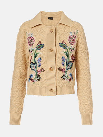 Etro Embroidered wool and cashmere cardigan at Collagerie
