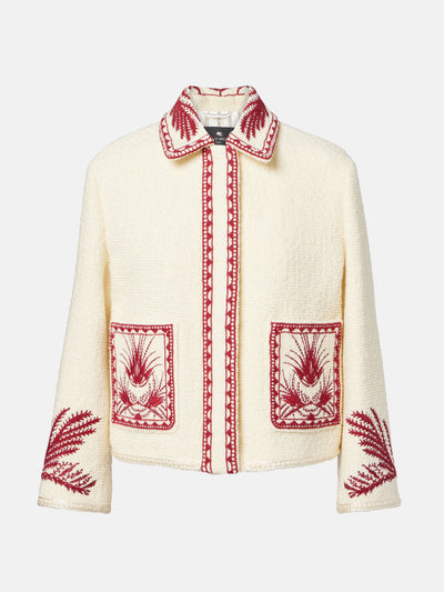 Etro Embroidered wool bouclé jacket at Collagerie