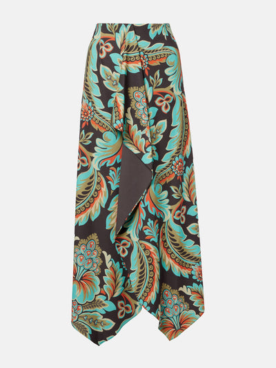 Etro Floral asymmetric wrap skirt at Collagerie