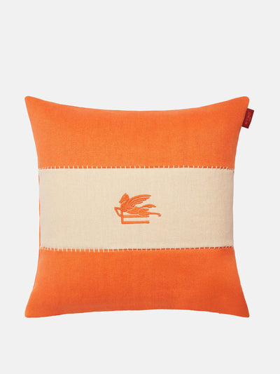 Etro Pegaso embroidered linen cushion at Collagerie