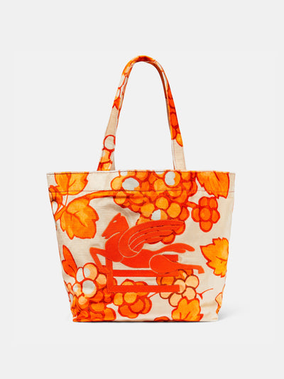 Etro Pegaso leather-trimmed tote bag at Collagerie