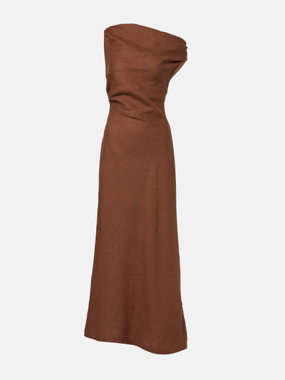 Faithfull Suis asymmetric linen maxi dress at Collagerie