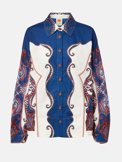 Farm Rio Arabesque Scarf printed cotton shirt at Collagerie