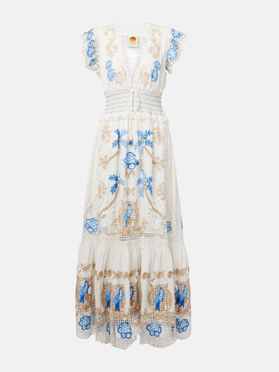Farm Rio Embroidered linen-blend maxi dress at Collagerie