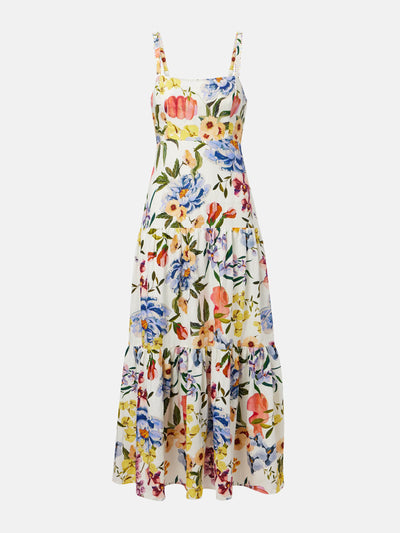 Farm Rio Floral linen-blend midi dress at Collagerie