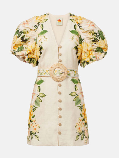 Farm Rio Floral linen mini dress at Collagerie