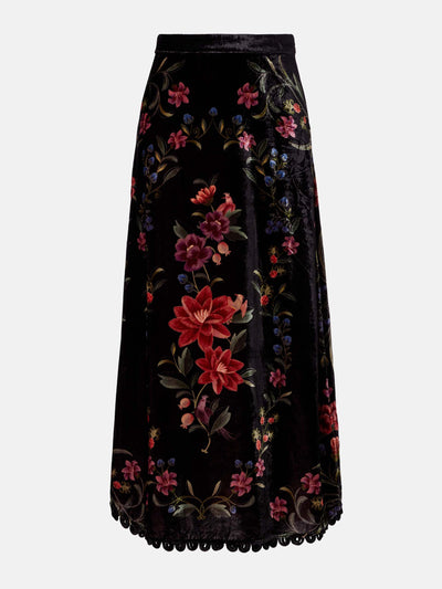 Farm Rio Floral velvet maxi skirt at Collagerie