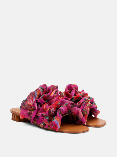 Farm Rio Printed ruffled sandals at Collagerie