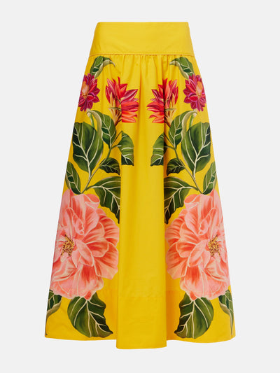 Farm Rio Spring Awakening floral cotton midi skirt at Collagerie