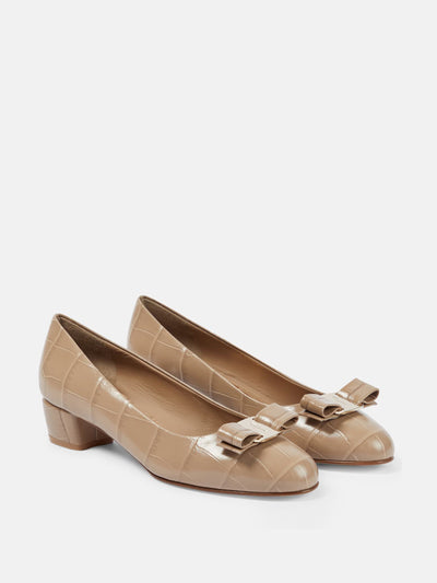 Ferragamo Brown leather ballet flats at Collagerie