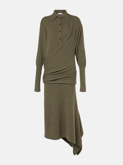 Ferragamo Draped wool and cashmere polo dress at Collagerie