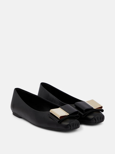 Ferragamo Lina leather ballet flats at Collagerie