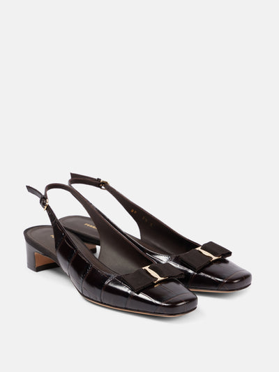 Ferragamo Rivada 30 croc-effect leather pumps at Collagerie