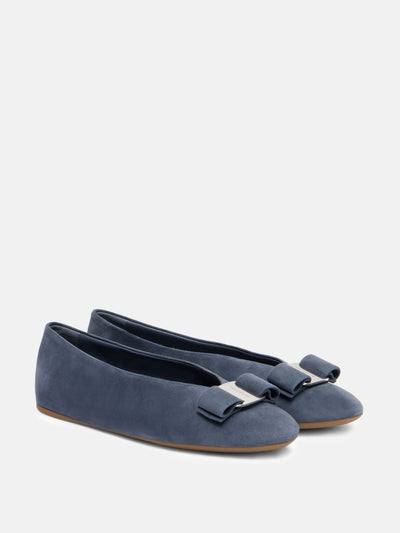 Ferragamo Vanna bow-detail suede ballet flats at Collagerie