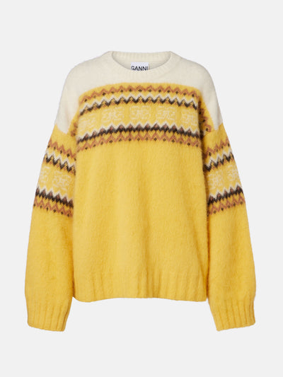 Ganni Fair Isle alpaca and wool-blend intarsia sweater at Collagerie