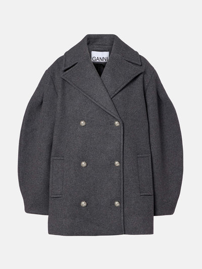 Ganni Oversized wool-blend peacoat at Collagerie