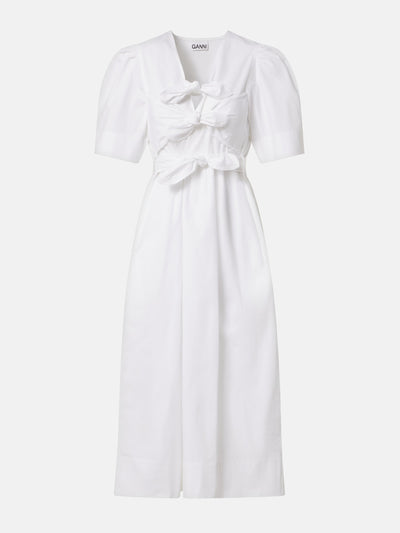 Ganni Puff-sleeve cotton-blend midi dress at Collagerie