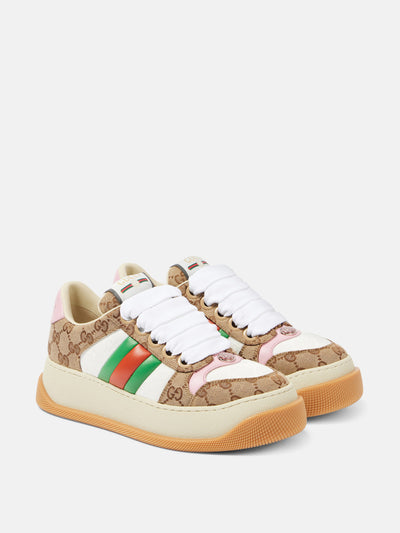 Gucci GG canvas leather-trimmed sneakers at Collagerie