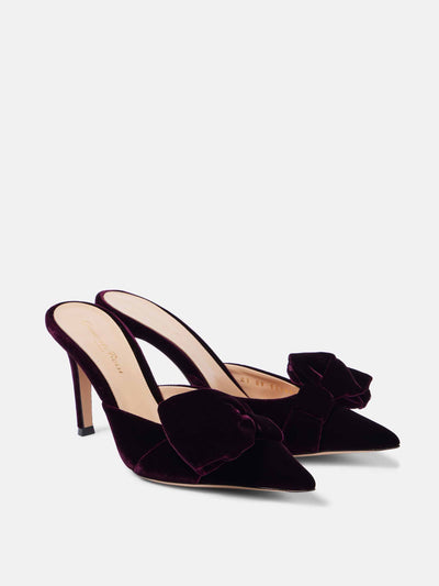 Gianvito Rossi 85 bow-detail velvet mules at Collagerie