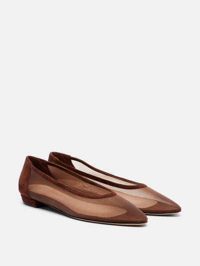 Gianvito Rossi Amelia suede-trimmed organza ballet flats at Collagerie