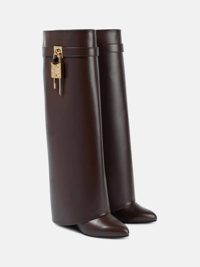 Givenchy Shark Lock leather knee-high boots at Collagerie