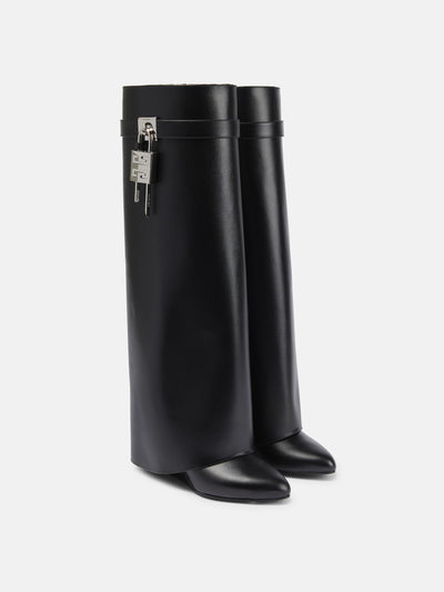 Givenchy Shark Lock leather knee-high boots at Collagerie