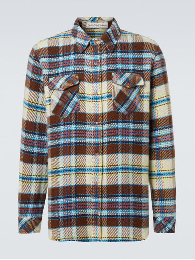 God’s True Cashmere Plaid cashmere shirt with sunstone at Collagerie