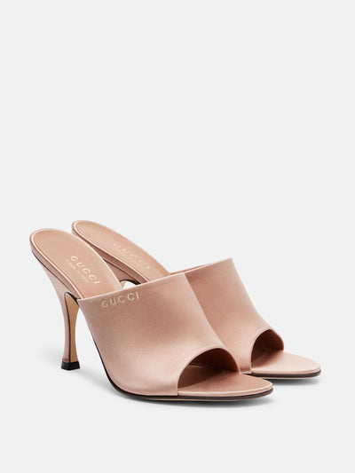 Gucci 95 satin mules in pink at Collagerie