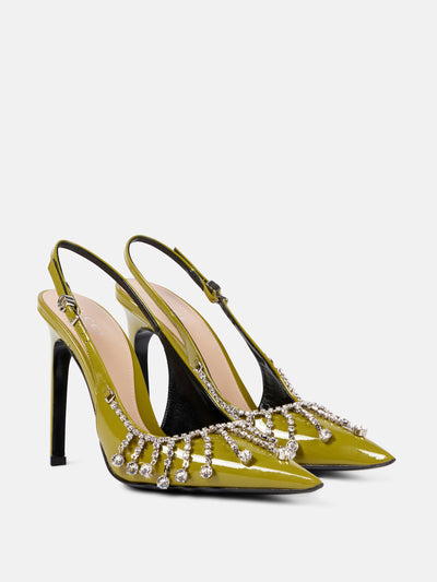 Gucci Embellished patent leather slingback pumps at Collagerie