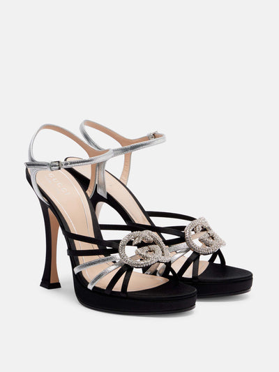 Gucci Interlocking G satin and leather sandals at Collagerie