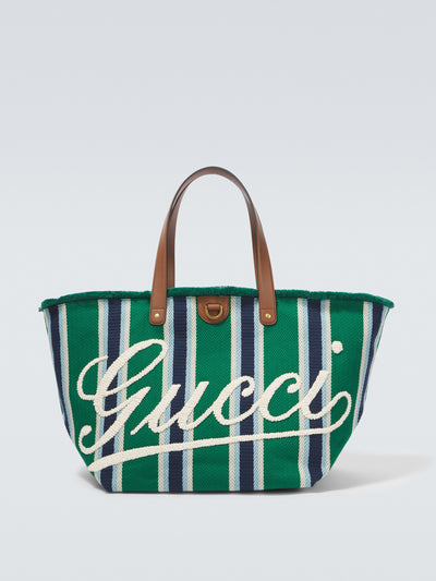 Gucci Large logo embroidered tote bag at Collagerie