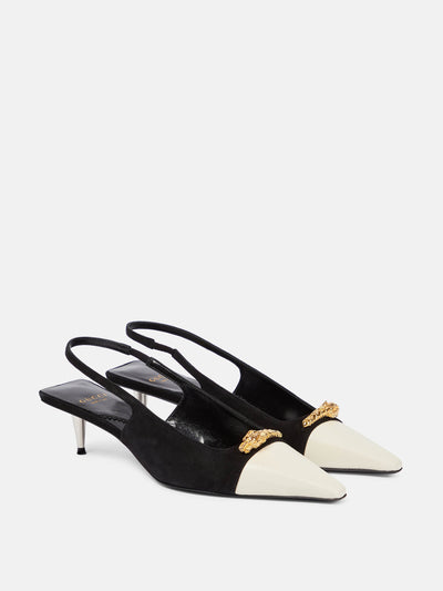 Gucci Leather and suede slingback pumps at Collagerie