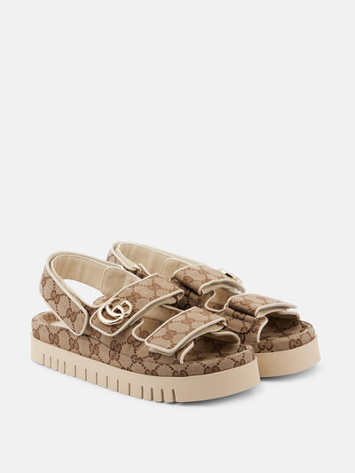 Gucci New Marmont GG leather-trimmed sandals at Collagerie