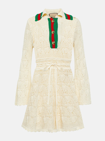 Gucci White crochet silk minidress at Collagerie