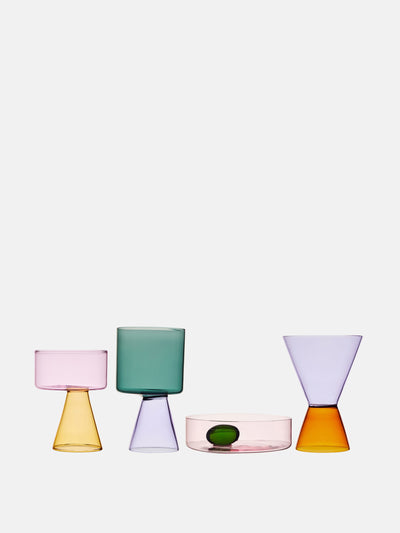 Ichendrof Milano x Astrid Luglio Multi-coloured glass Travasi set at Collagerie