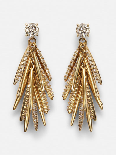 Ileana Makri Grass Sunshine Drop 18kt gold earrings with diamonds at Collagerie