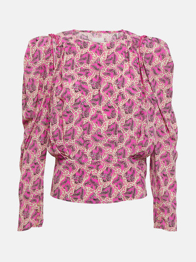 Isabel Marant Pink floral silk-blend crepe top at Collagerie