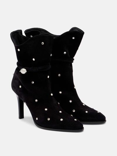 Isabel Marant Lolya 90 embellished suede ankle boots at Collagerie