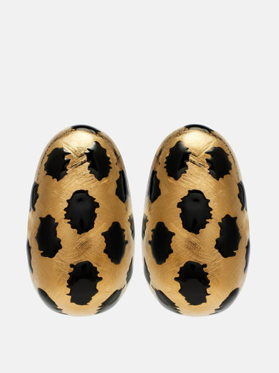 Jacquemus Curvo Large leopard-print earrings at Collagerie