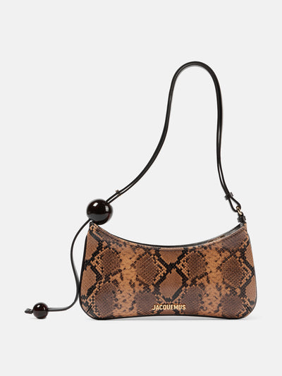 Jacquemus Le Bisou Perle snake-effect leather shoulder bag at Collagerie