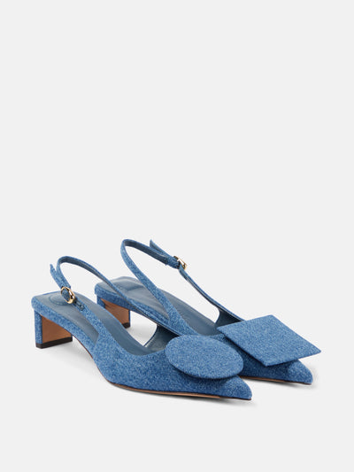 Jacquemus Les Slingbacks Duelo denim slingback pumps at Collagerie