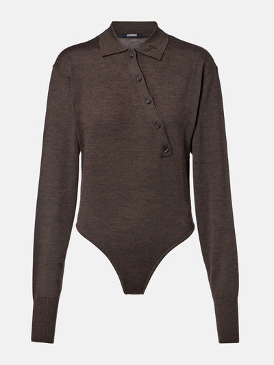Jacquemus Twisted wool polo bodysuit at Collagerie