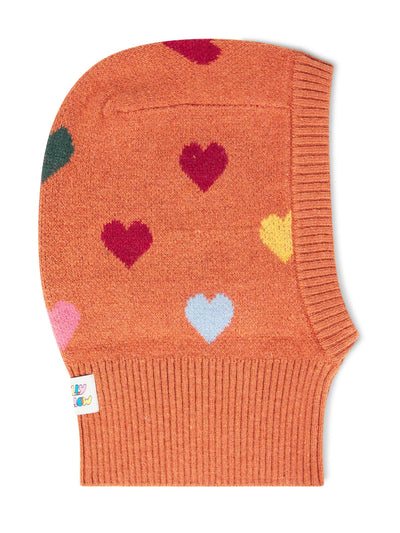 Jellymallow Heart knitted hood at Collagerie