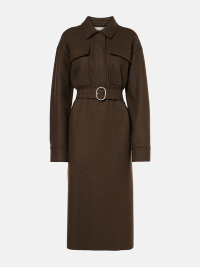 Jil Sander Belted wool-blend shirt dress at Collagerie