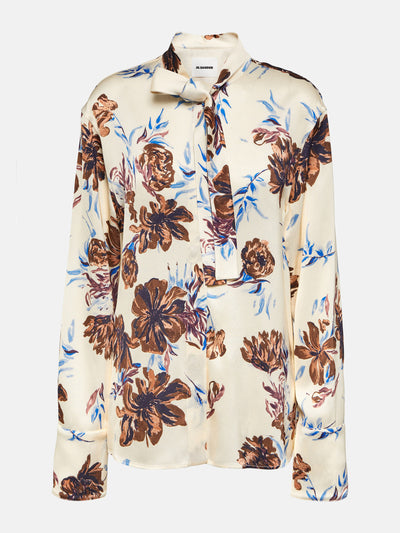 Jil Sander Floral tie-neck shirt at Collagerie