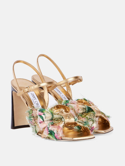 Jimmy Choo Annika 95 leather-trimmed sandals at Collagerie