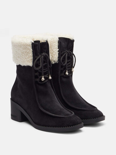 Jimmy Choo Hali 60 shearling-trimmed suede ankle boots at Collagerie