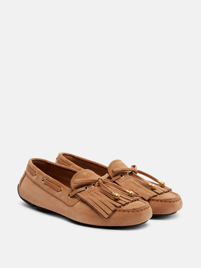 Jimmy Choo Manon F fringed suede boat shoes at Collagerie