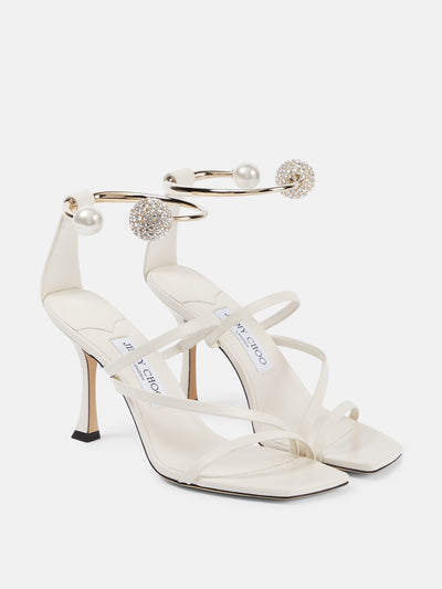 Jimmy Choo Ottilia 90 embellished leather sandals at Collagerie